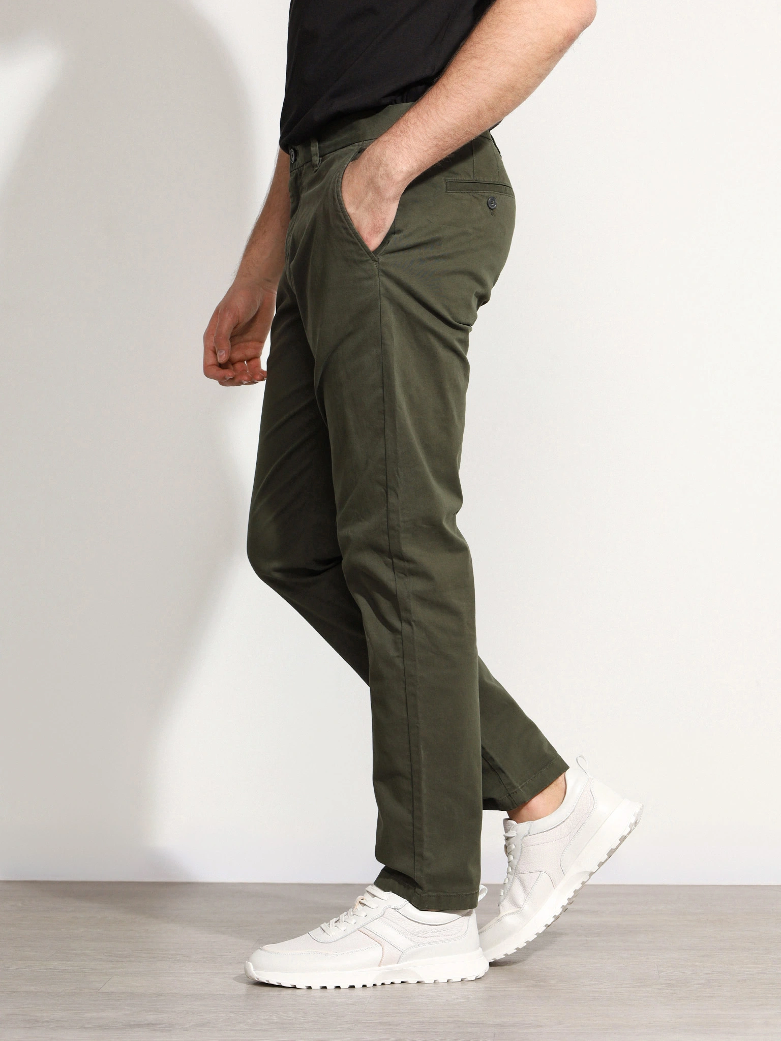 Брюки цвета хаки из смесового хлопка